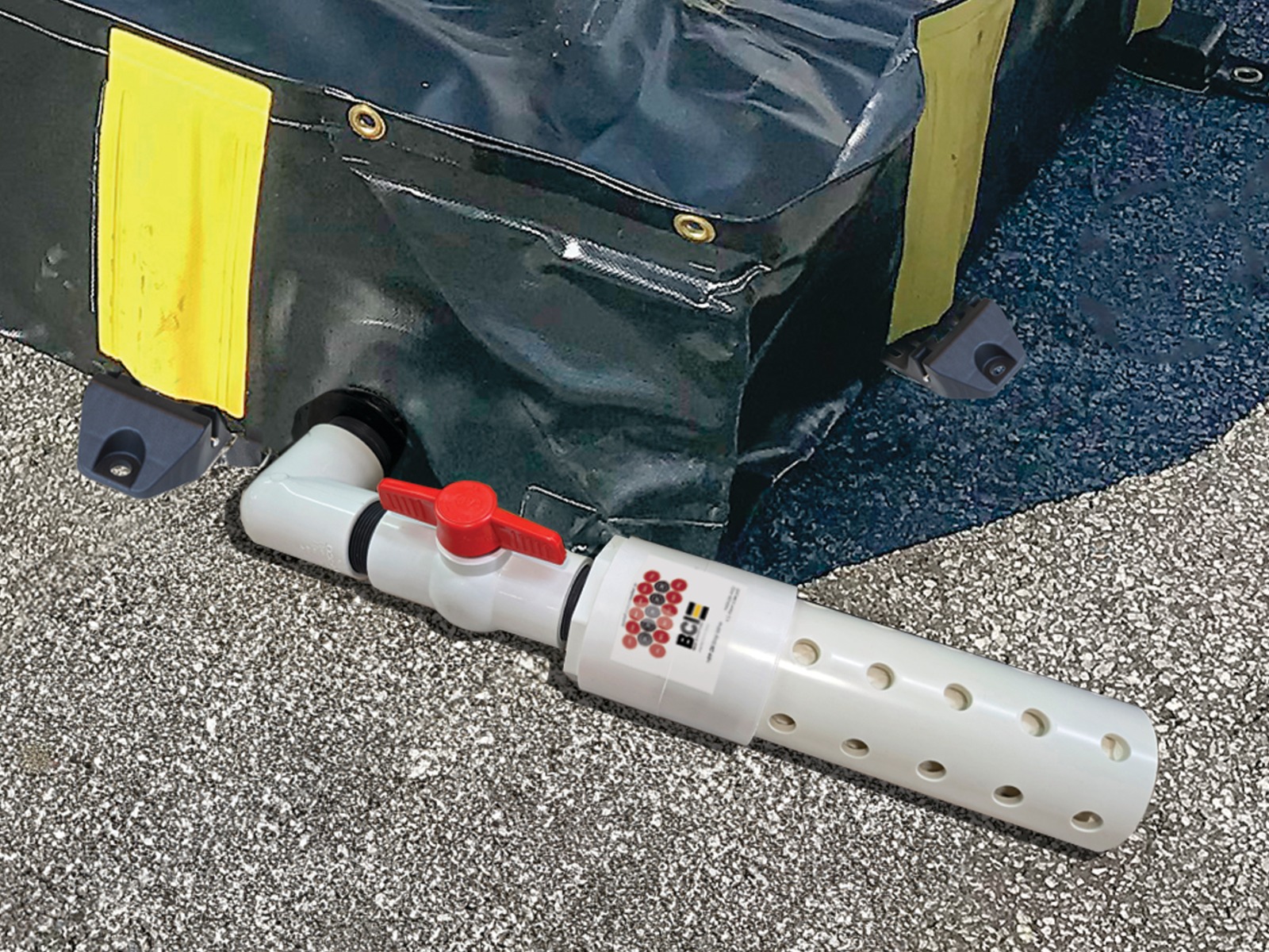 Berm Drain with Hydrocarbon Filter Stop Valve